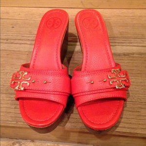 Tory Burch Elina Wedge Logo Slides Sandals